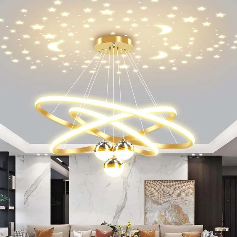 Moderne LED Kroonluchter met Cirkel Design – Luxe Minimalistische Hanglamp van Metaal & Acryl – LED Ringlamp voor Woonkamer, Eettafel & Restaurant (220V)