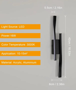 Moderne LED Wandlamp 16W – Minimalistisch Zwart Aluminium Design – Strakke Binnenverlichting voor Slaapkamer, Hal & Eetkamer