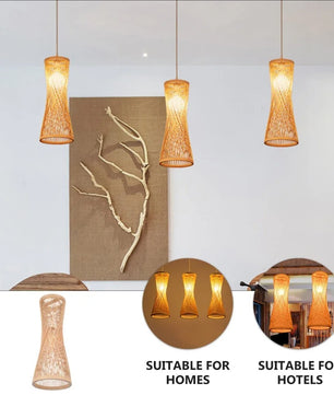 Japanse Bamboe Hanglamp – Handgeweven Rotan Design – Natuurlijke Sfeerverlichting – E27 – Voor Woonkamer, Restaurant & Café