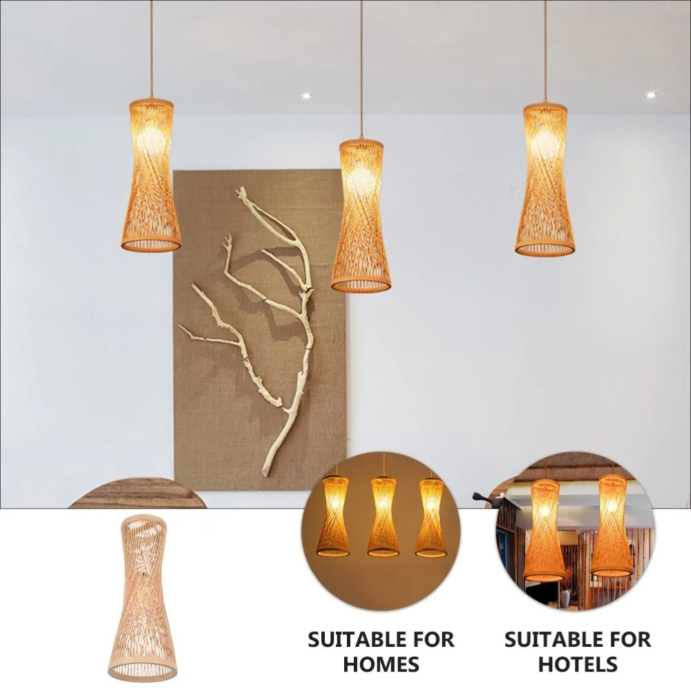 Japanse Bamboe Hanglamp – Handgeweven Rotan Design – Natuurlijke Sfeerverlichting – E27 – Voor Woonkamer, Restaurant & Café
