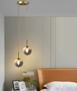 Moderne LED Hanglamp met Glazen Bol – Scandinavisch Design – Witte of Rookgrijze Plafondlamp voor Slaapkamer, Studiekamer & Hotel