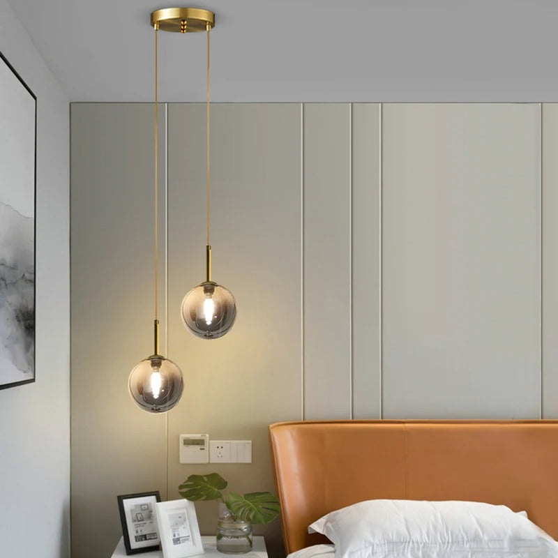 Moderne LED Hanglamp met Glazen Bol – Scandinavisch Design – Witte of Rookgrijze Plafondlamp voor Slaapkamer, Studiekamer & Hotel