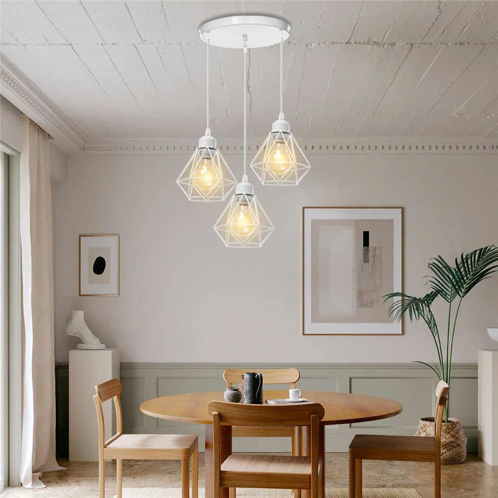 Vintage Industriële Hanglamp – Smeedijzeren Diamant Design – E27 Fitting – Modern & Stoer Interieurlicht