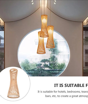 Japanse Bamboe Hanglamp – Handgeweven Rotan Design – Natuurlijke Sfeerverlichting – E27 – Voor Woonkamer, Restaurant & Café