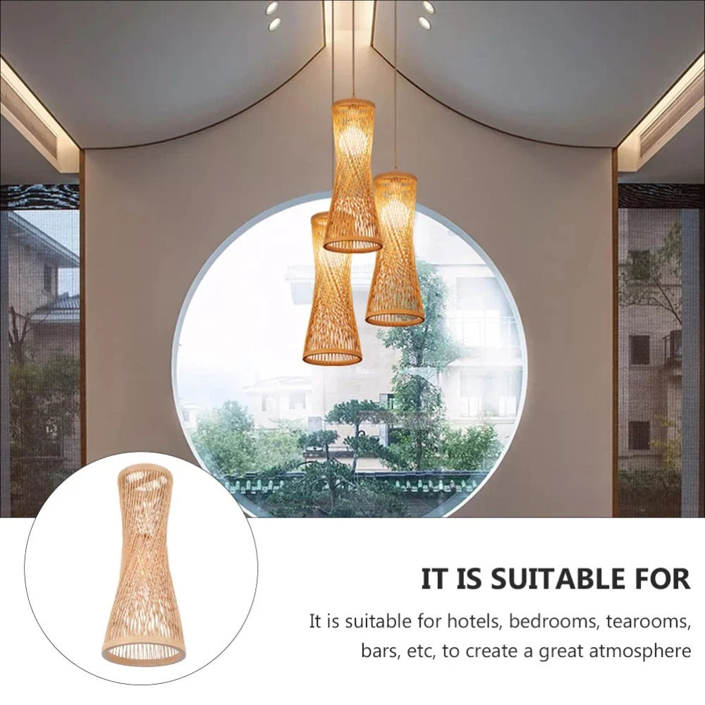 Japanse Bamboe Hanglamp – Handgeweven Rotan Design – Natuurlijke Sfeerverlichting – E27 – Voor Woonkamer, Restaurant & Café