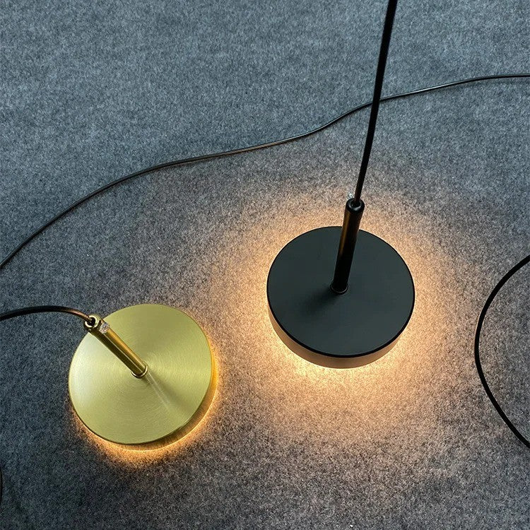 Nordic Moderne LED Hanglamp – Minimalistisch Design met Gouden Lampenkap – Aluminium & Acryl – Verstelbare Kabel – Voor Slaapkamer, Eetkamer & Woonkamer