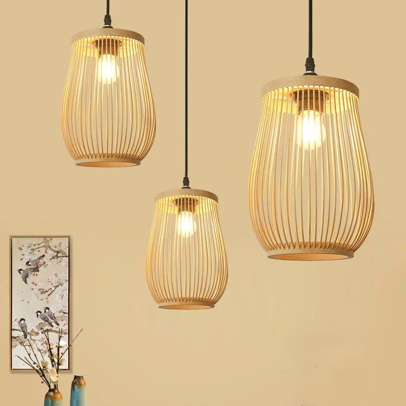 Rotan Hanglamp van Handgemaakt Bamboe – Natuurlijke Plafondlamp met E27 Fitting – Boho & Japandi Design – Voor Woonkamer, Eetkamer & Slaapkamer