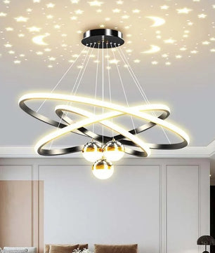 Moderne LED Kroonluchter met Cirkel Design – Luxe Minimalistische Hanglamp van Metaal & Acryl – LED Ringlamp voor Woonkamer, Eettafel & Restaurant (220V)