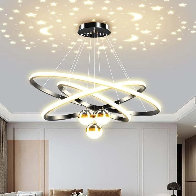 Moderne LED Kroonluchter met Cirkel Design – Luxe Minimalistische Hanglamp van Metaal & Acryl – LED Ringlamp voor Woonkamer, Eettafel & Restaurant (220V)