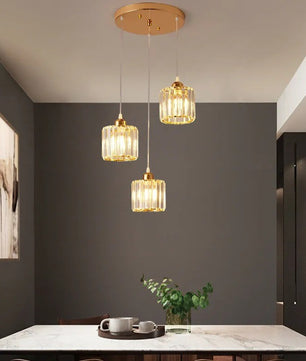 Luxe Kristallen Hanglamp met E27 Fittingen – Moderne Design Plafondlamp met Ronde of Rechthoekige Plafondplaat – Kristallen Pendellamp voor Woonkamer, Eetkamer & Slaapkamer