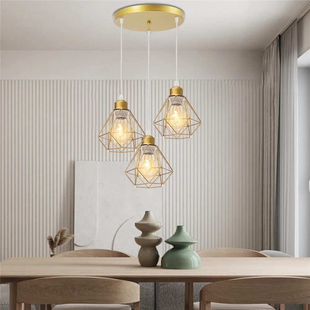 Vintage Industriële Hanglamp – Smeedijzeren Diamant Design – E27 Fitting – Modern & Stoer Interieurlicht
