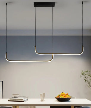 Moderne LED Kroonluchter van Aluminium – Lineaire Design Hanglamp 90 cm met 24W LED – Zwarte Pendellamp voor Woonkamer, Eetkamer & Slaapkamer