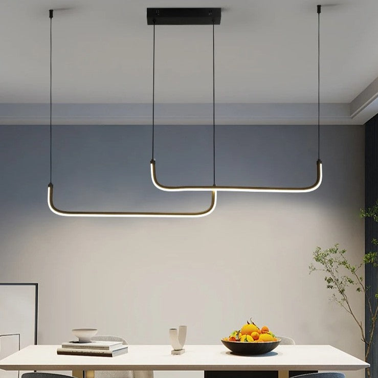Moderne LED Kroonluchter van Aluminium – Lineaire Design Hanglamp 90 cm met 24W LED – Zwarte Pendellamp voor Woonkamer, Eetkamer & Slaapkamer