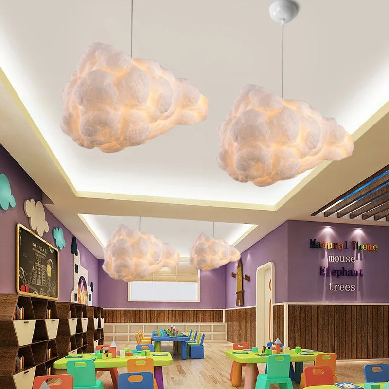 Wolk Hanglamp van Space-Katoen – Moderne LED Kroonluchter met E27 Lichtbron – Witte Design Hanglamp voor Woonkamer, Eetkamer & Kinderkamer