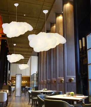 Wolk Hanglamp van Space-Katoen – Moderne LED Kroonluchter met E27 Lichtbron – Witte Design Hanglamp voor Woonkamer, Eetkamer & Kinderkamer