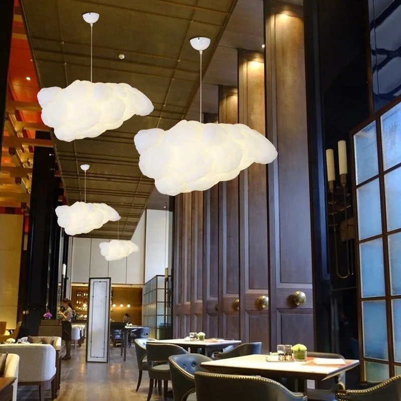 Wolk Hanglamp van Space-Katoen – Moderne LED Kroonluchter met E27 Lichtbron – Witte Design Hanglamp voor Woonkamer, Eetkamer & Kinderkamer