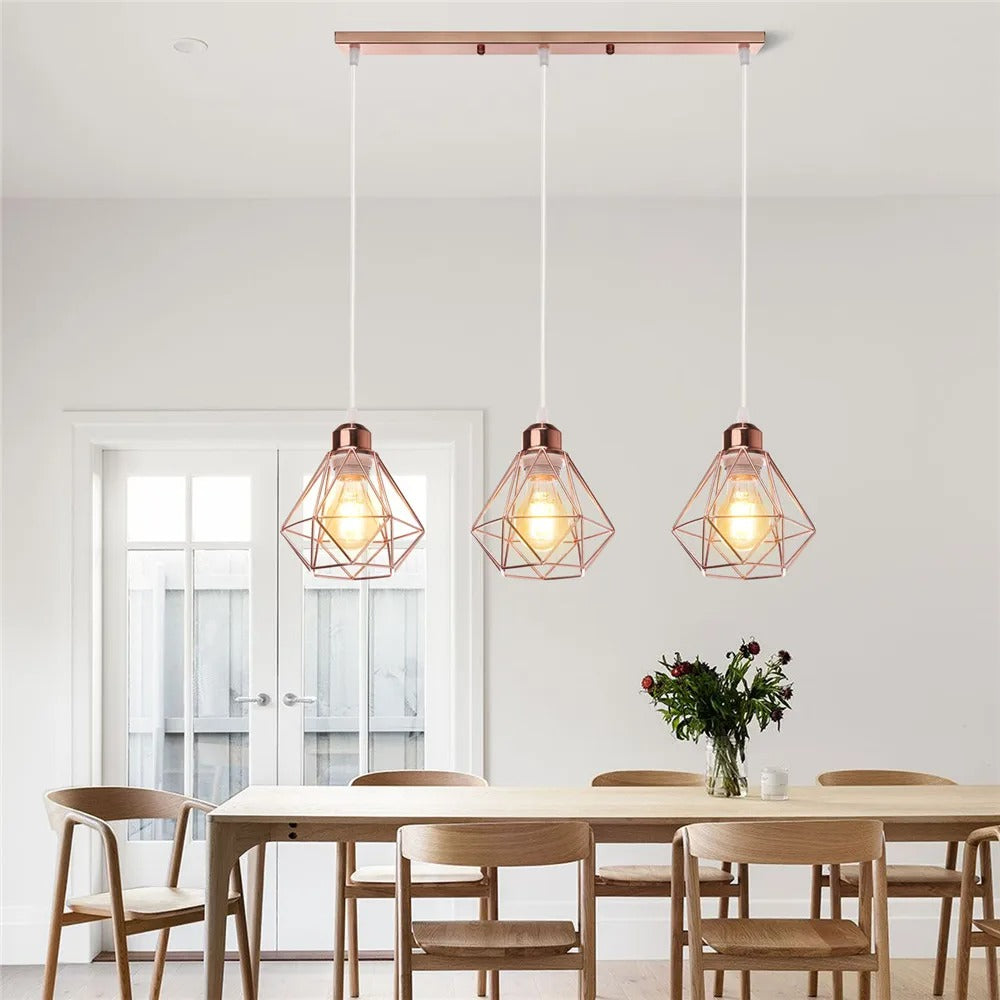 Vintage Industriële Hanglamp – Smeedijzeren Diamant Design – E27 Fitting – Modern & Stoer Interieurlicht