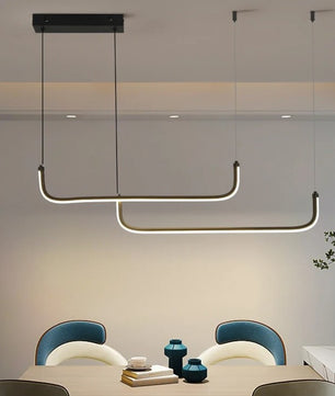Moderne LED Kroonluchter van Aluminium – Lineaire Design Hanglamp 90 cm met 24W LED – Zwarte Pendellamp voor Woonkamer, Eetkamer & Slaapkamer