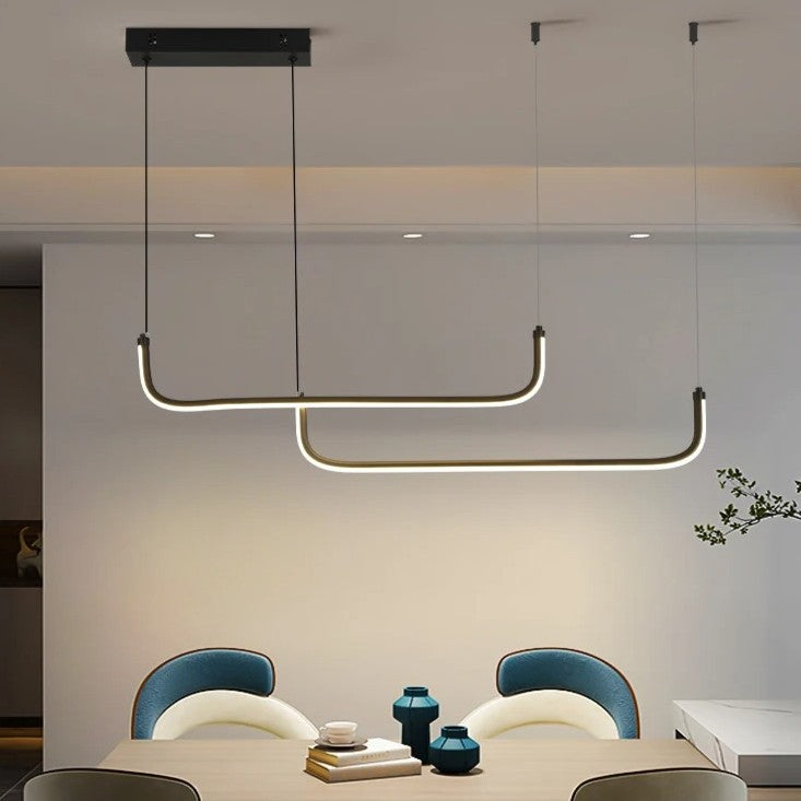 Moderne LED Kroonluchter van Aluminium – Lineaire Design Hanglamp 90 cm met 24W LED – Zwarte Pendellamp voor Woonkamer, Eetkamer & Slaapkamer