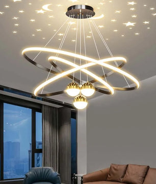 Moderne LED Kroonluchter met Cirkel Design – Luxe Minimalistische Hanglamp van Metaal & Acryl – LED Ringlamp voor Woonkamer, Eettafel & Restaurant (220V)