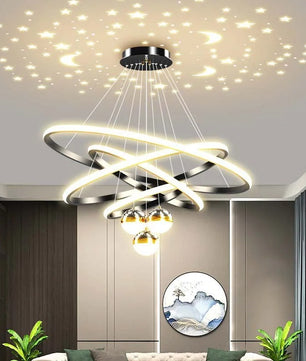 Moderne LED Kroonluchter met Cirkel Design – Luxe Minimalistische Hanglamp van Metaal & Acryl – LED Ringlamp voor Woonkamer, Eettafel & Restaurant (220V)