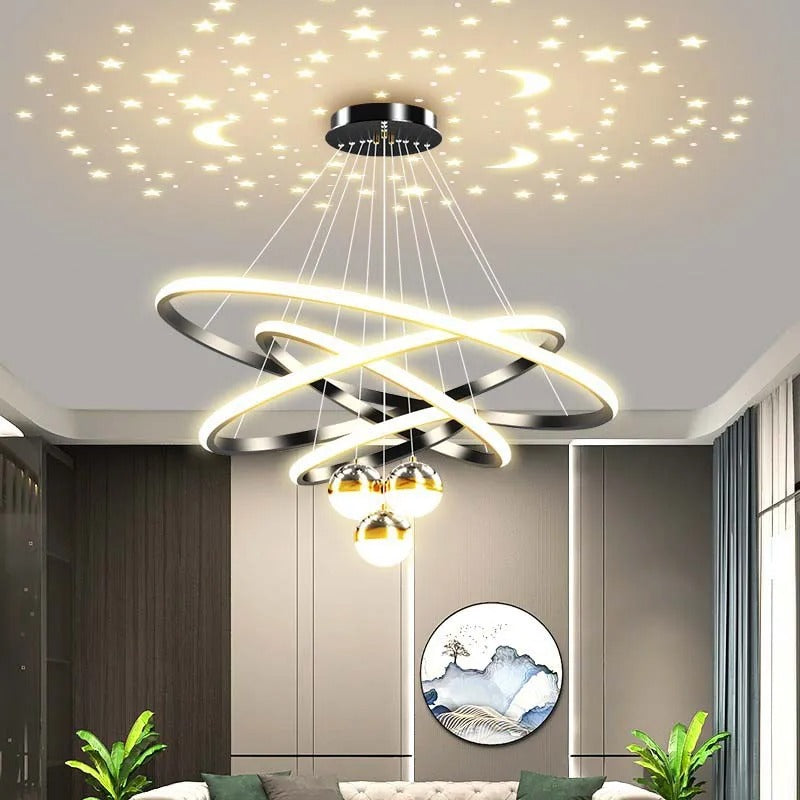 Moderne LED Kroonluchter met Cirkel Design – Luxe Minimalistische Hanglamp van Metaal & Acryl – LED Ringlamp voor Woonkamer, Eettafel & Restaurant (220V)