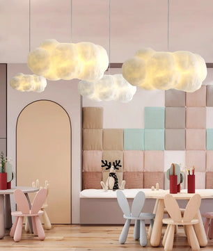 Wolk Hanglamp van Space-Katoen – Moderne LED Kroonluchter met E27 Lichtbron – Witte Design Hanglamp voor Woonkamer, Eetkamer & Kinderkamer
