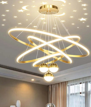 Moderne LED Kroonluchter met Cirkel Design – Luxe Minimalistische Hanglamp van Metaal & Acryl – LED Ringlamp voor Woonkamer, Eettafel & Restaurant (220V)