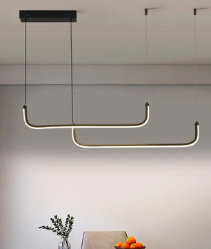 Moderne LED Kroonluchter van Aluminium – Lineaire Design Hanglamp 90 cm met 24W LED – Zwarte Pendellamp voor Woonkamer, Eetkamer & Slaapkamer