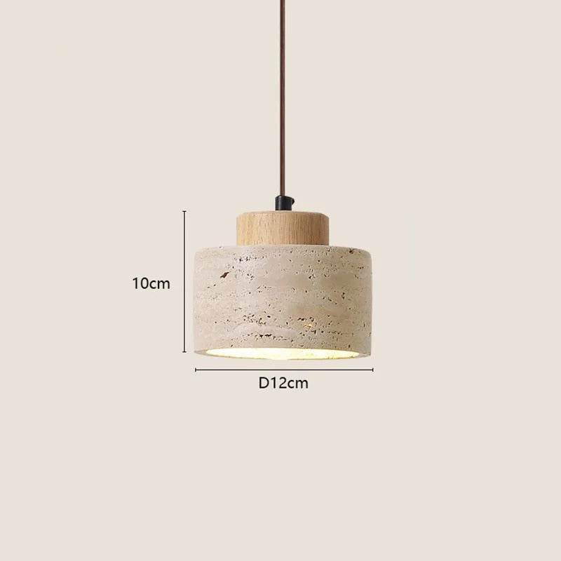 Japanse Wabi-Sabi Hanglamp van Steen – Gele Designer Plafondlamp E27 – Minimalistische Natuursteen Lamp voor Slaapkamer, Woonkamer & Hotel