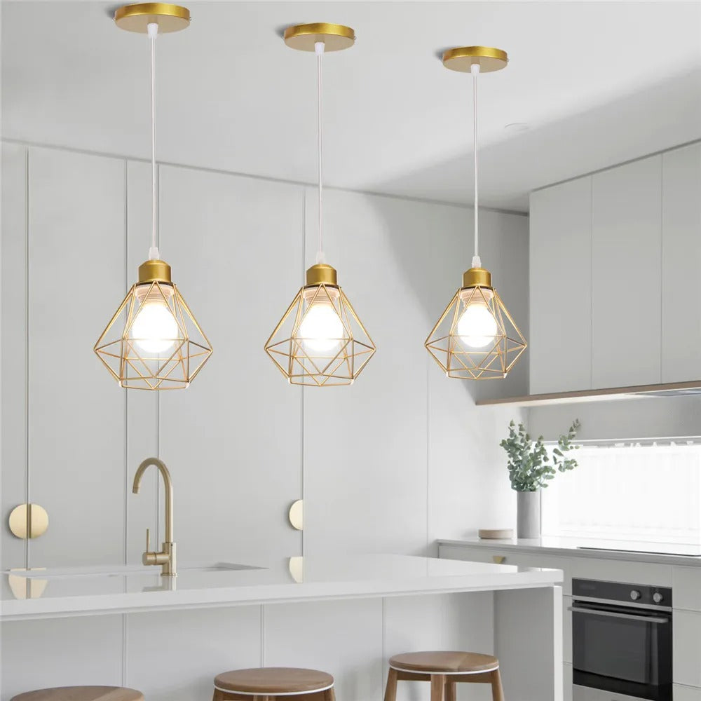 Vintage Industriële Hanglamp – Smeedijzeren Diamant Design – E27 Fitting – Modern & Stoer Interieurlicht
