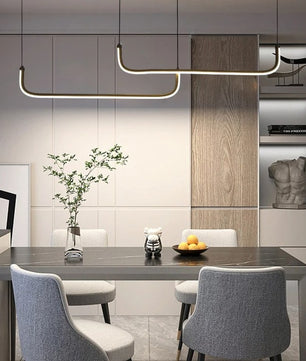 Moderne LED Kroonluchter van Aluminium – Lineaire Design Hanglamp 90 cm met 24W LED – Zwarte Pendellamp voor Woonkamer, Eetkamer & Slaapkamer