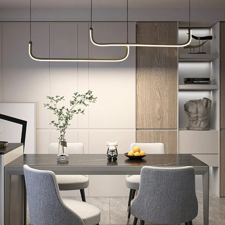 Moderne LED Kroonluchter van Aluminium – Lineaire Design Hanglamp 90 cm met 24W LED – Zwarte Pendellamp voor Woonkamer, Eetkamer & Slaapkamer