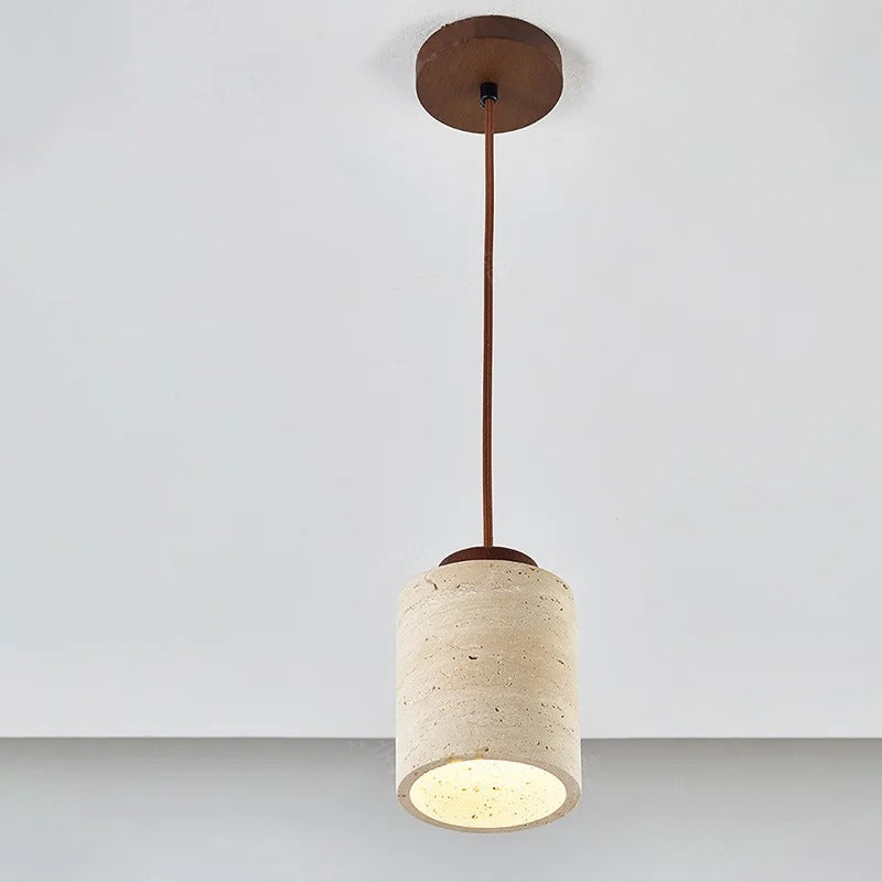Japanse Wabi-Sabi Hanglamp van Steen – Gele Designer Plafondlamp E27 – Minimalistische Natuursteen Lamp voor Slaapkamer, Woonkamer & Hotel