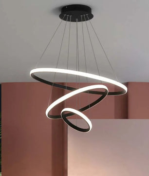 Moderne LED Kroonluchter met Cirkel Design – Luxe Minimalistische Hanglamp van Metaal & Acryl – LED Ringlamp voor Woonkamer, Eettafel & Restaurant (220V)