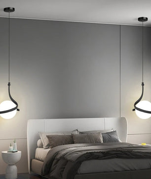 Nordic Glazen Hanglamp met LED – Moderne Scandinavische Design Hanglamp met 3 Lichtkleuren – Zwarte, Witte of Gouden Glazen Pendellamp voor Eettafel, Keuken & Slaapkamer