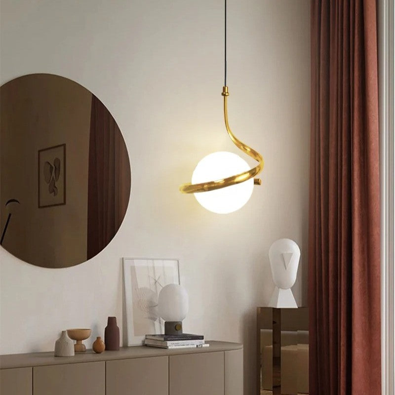 Nordic Glazen Hanglamp met LED – Moderne Scandinavische Design Hanglamp met 3 Lichtkleuren – Zwarte, Witte of Gouden Glazen Pendellamp voor Eettafel, Keuken & Slaapkamer