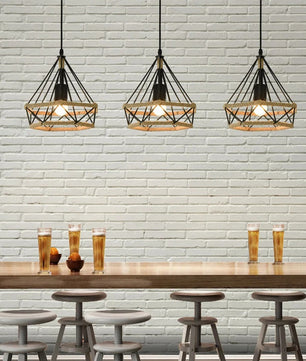 Industriële Henneptouw Hanglamp E27 – Vintage Loft Hanglamp van Natuurlijk Touw & Zwart Metaal – Verstelbare Hoogte – Voor Woonkamer, Eetkamer, Café & Bar