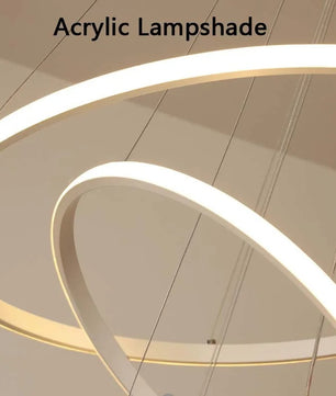 Moderne LED Kroonluchter met Cirkel Design – Luxe Minimalistische Hanglamp van Metaal & Acryl – LED Ringlamp voor Woonkamer, Eettafel & Restaurant (220V)