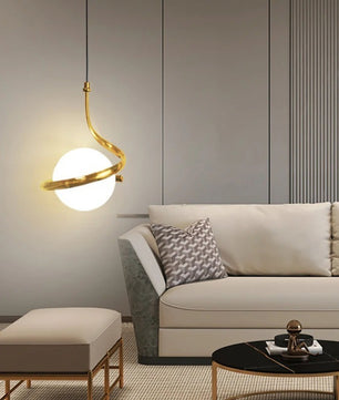 Nordic Glazen Hanglamp met LED – Moderne Scandinavische Design Hanglamp met 3 Lichtkleuren – Zwarte, Witte of Gouden Glazen Pendellamp voor Eettafel, Keuken & Slaapkamer