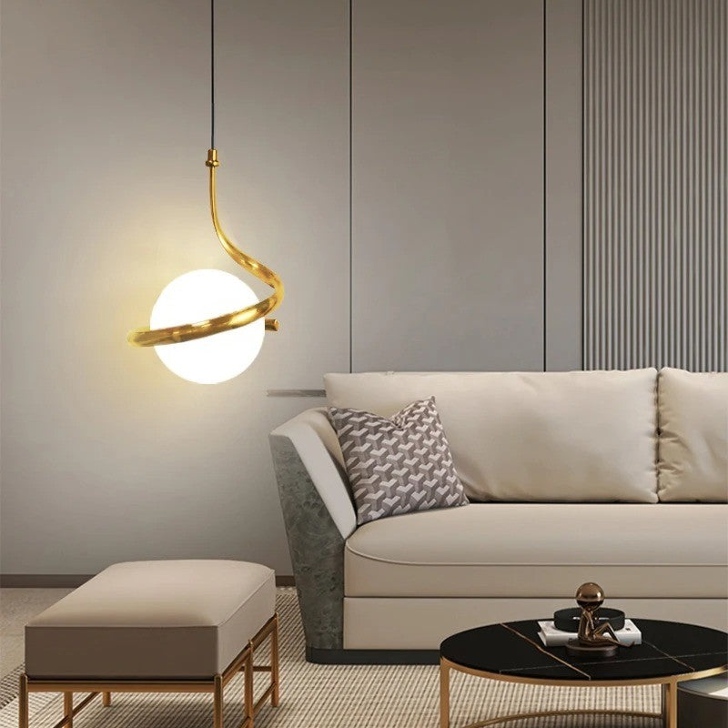 Nordic Glazen Hanglamp met LED – Moderne Scandinavische Design Hanglamp met 3 Lichtkleuren – Zwarte, Witte of Gouden Glazen Pendellamp voor Eettafel, Keuken & Slaapkamer