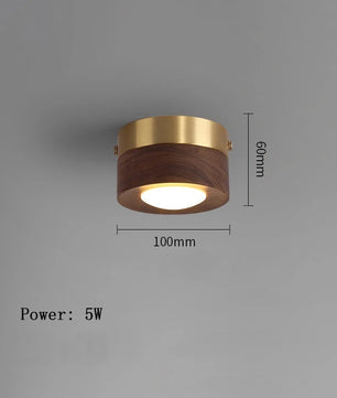 LED Plafondlamp van Hout – Moderne Opbouwlamp met Walnoot en Es Accenten – Minimalistische LED Binnenverlichting voor Woonkamer en Gang