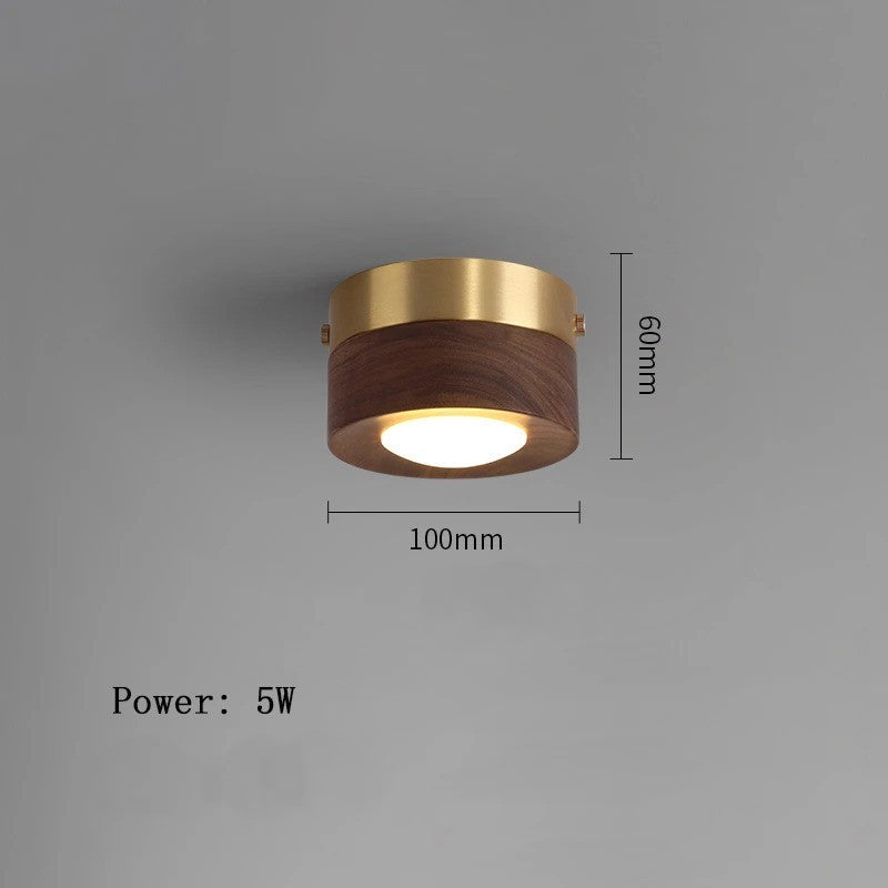LED Plafondlamp van Hout – Moderne Opbouwlamp met Walnoot en Es Accenten – Minimalistische LED Binnenverlichting voor Woonkamer en Gang