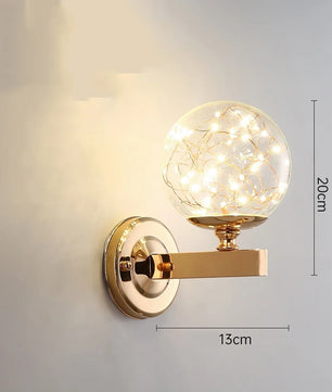 Glazen Ster Wandlamp – Moderne LED Wandverlichting van Glas en Metaal – Decoratieve Sfeerlamp voor Slaapkamer en Woonkamer