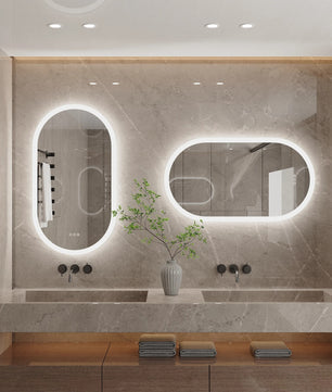 Ovale LED Badkamerspiegel met Touchscreen – Anticondens, Backlight & 3 Kleurstanden – Frameloze Spiegel met Verlichting voor Badkamer