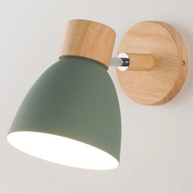 Houten Scandinavische Wandlamp – Moderne E27 Binnenverlichting met Schakelaar en Draaibare Kop