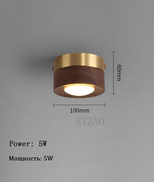 Walnoot Houten LED Plafondlamp – Moderne Minimalistische Plafondverlichting voor Gang en Kamer