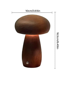 Houten Paddenstoel Nachtlampje – Oplaadbare Touch LED Tafellamp met Traploos Dimmen en 3 Lichtkleuren