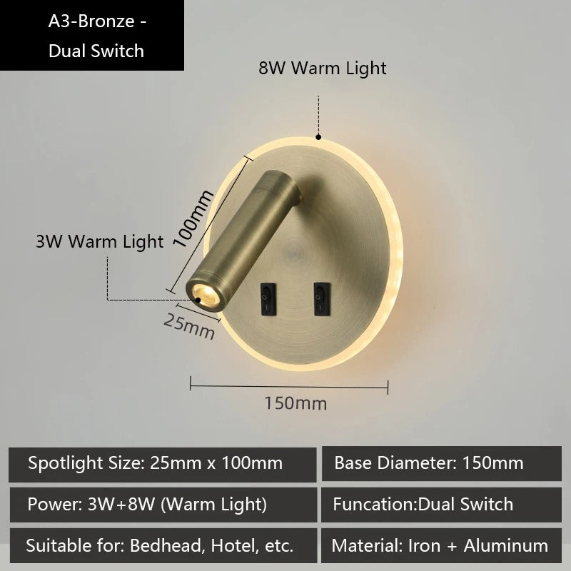 Moderne LED Wandlamp met USB Oplaadpoorten – Verstelbare Leeslamp en Sfeerverlichting voor Slaapkamer en Hotel