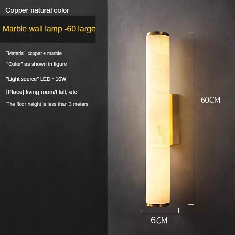 Luxe Marmeren Wandlamp – Minimalistisch Design met Massief Koper, Sfeervolle Verlichting voor Woonkamer & Slaapkamer